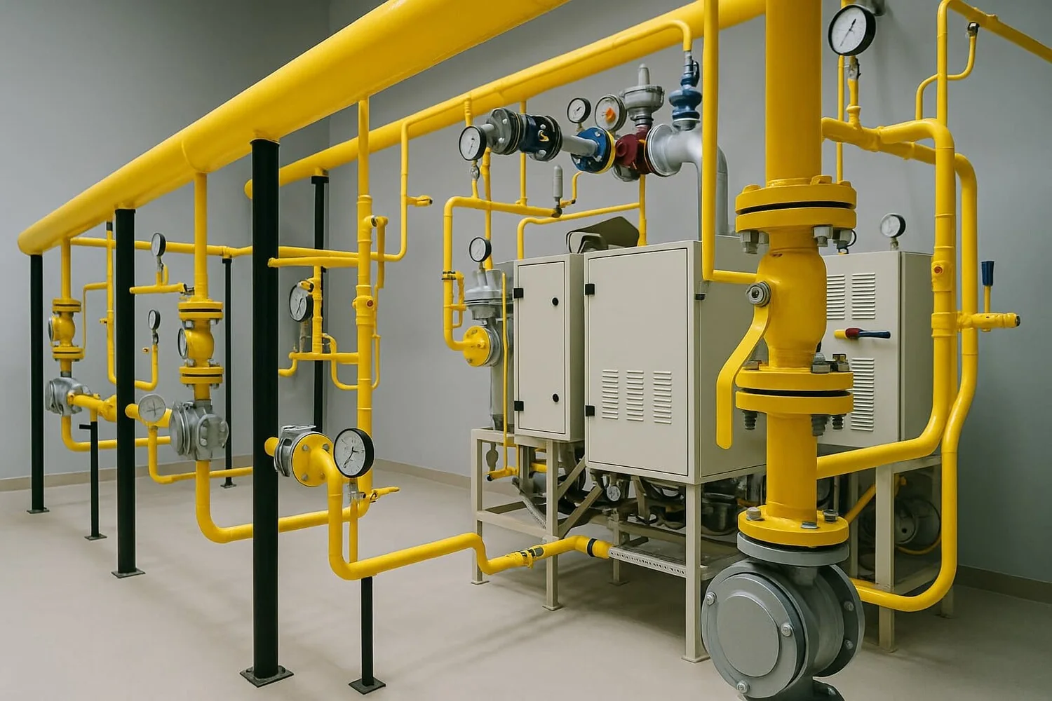 Газовые линии, арматура и регулирующее оборудование